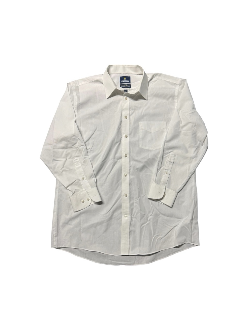 Men’s Stafford White Performance Dress Shirt 16.5 32/33 Regular Fit